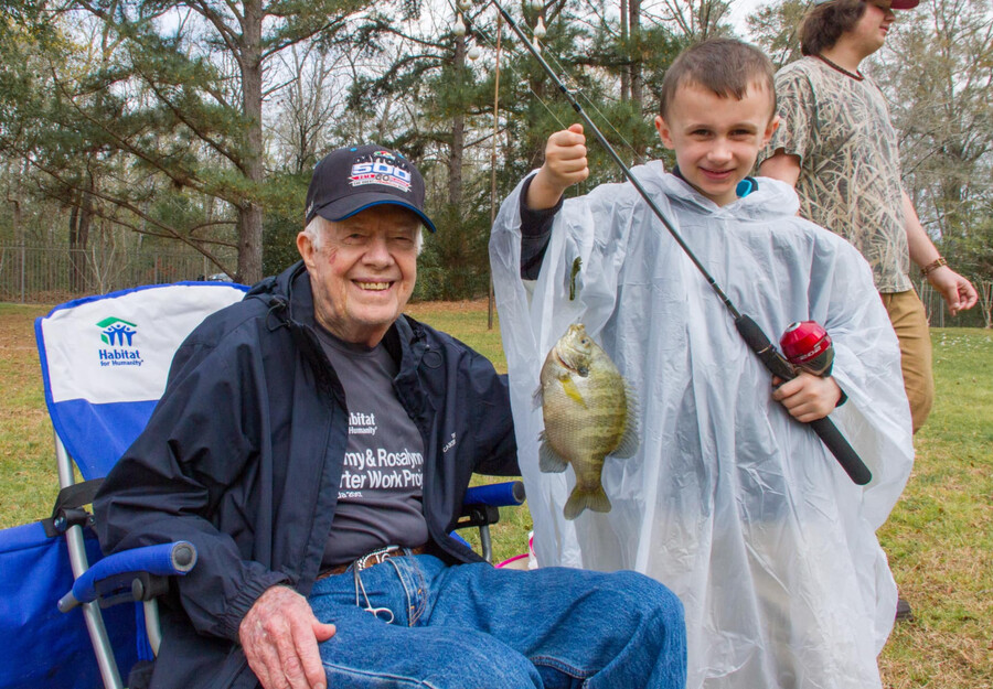 President Jimmy Carter at a Habitat for Humanity build