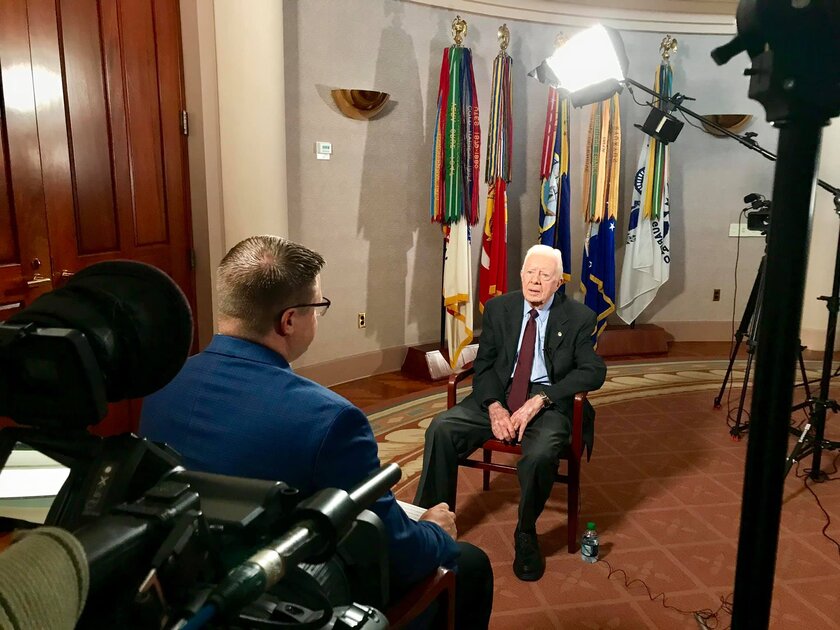 Kane Farabaugh interviewing President Jimmy Carter