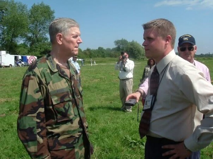 Kane Farabaugh interviewing General Richard Myers, Chairman of the Joint Chiefs of Staff