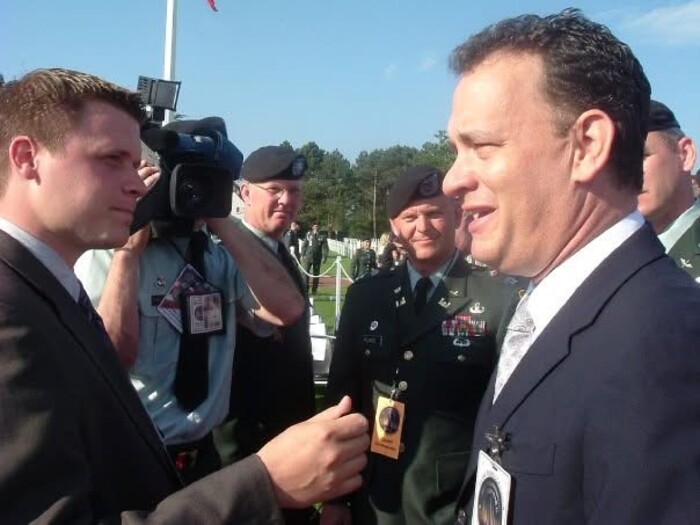 Kane Farabaugh interviewing Tom Hanks