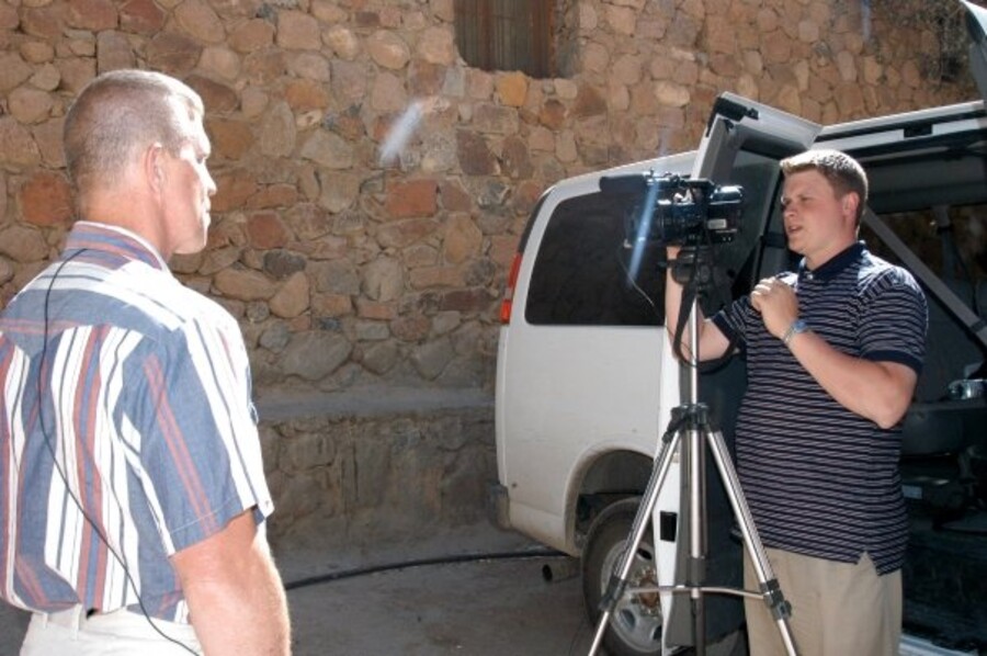 Kane Farabaugh's crew filming near Petra, Jordan