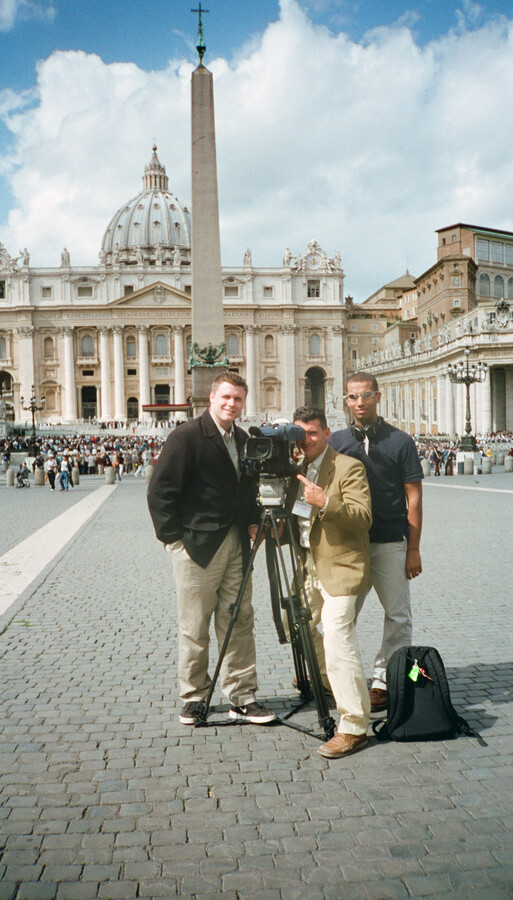 Kane Farabaugh's crew filming at St. Peter's Square, Vatican City