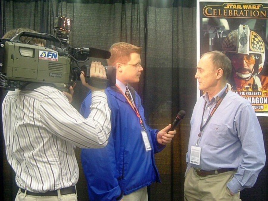 Kane Farabaugh's crew interviewing a guest at Star Wars Celebration
