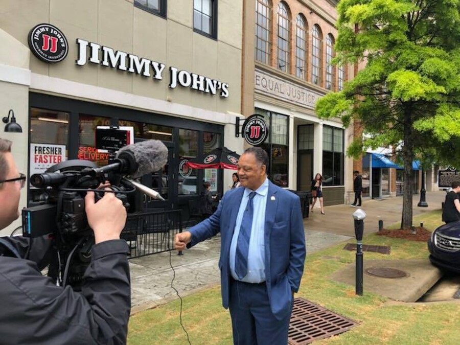 Kane Farabaugh's crew filming Rev. Jesse Jackson